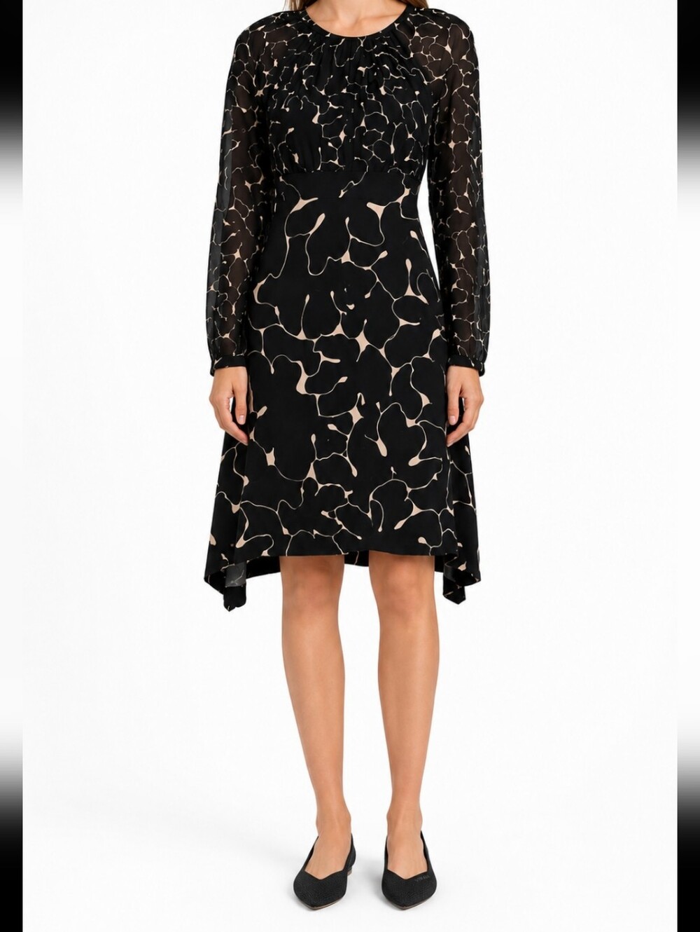 Club Monaco long sheer sleeve old money quiet luxury rokinsa dress s6